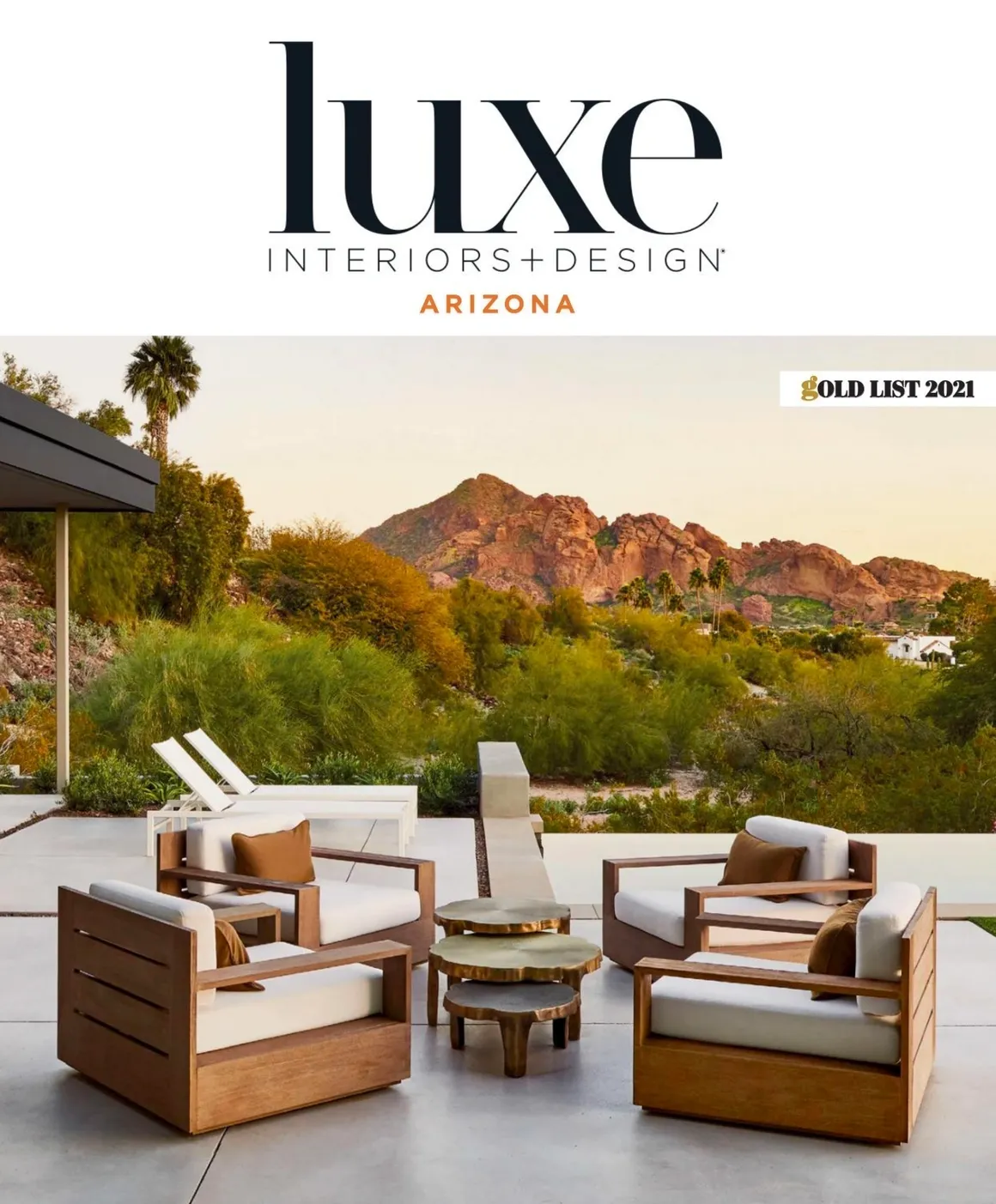 A magazine cover with a picture of a patio furniture.