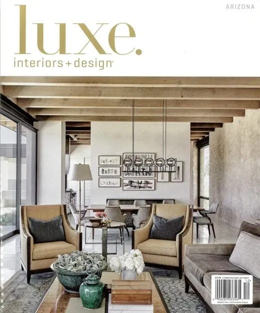 A magazine cover with a living room and dining area.